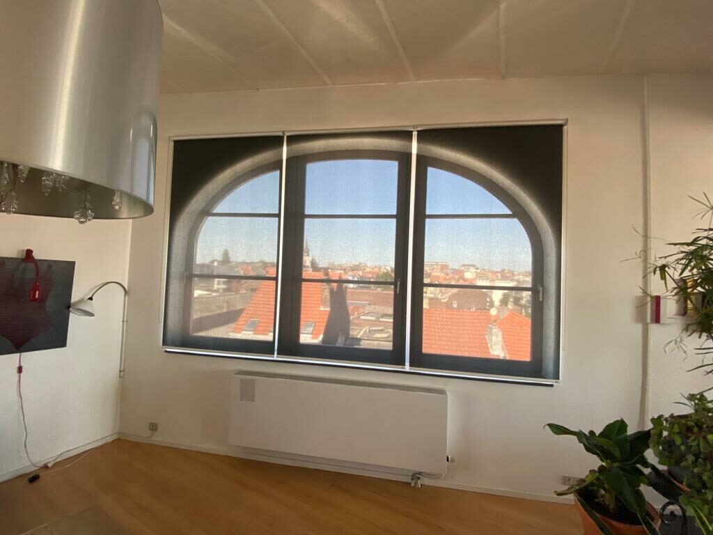 Suncomfort - binnenzonwering - raamdecoratie op maat - rolgordijn met transparante stof - goede doorkijk - plafondmontage